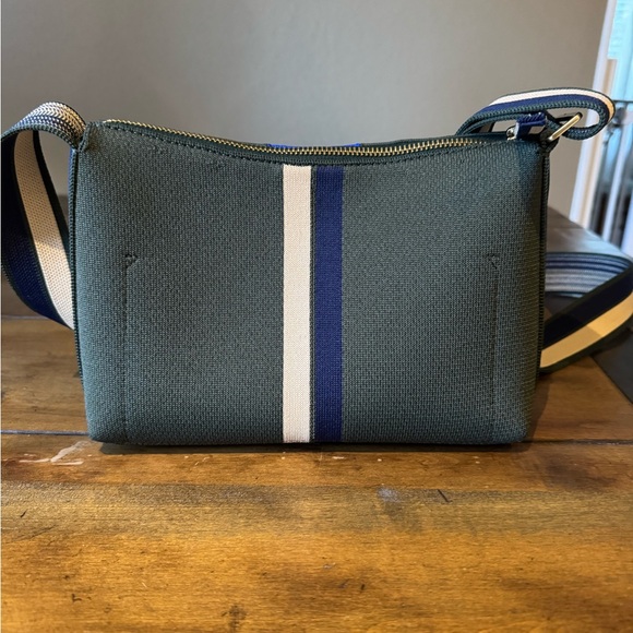 Rothy's Green / Blue / Cream Striped Crossbody Bag with Striped Strap - Picture 2 of 4